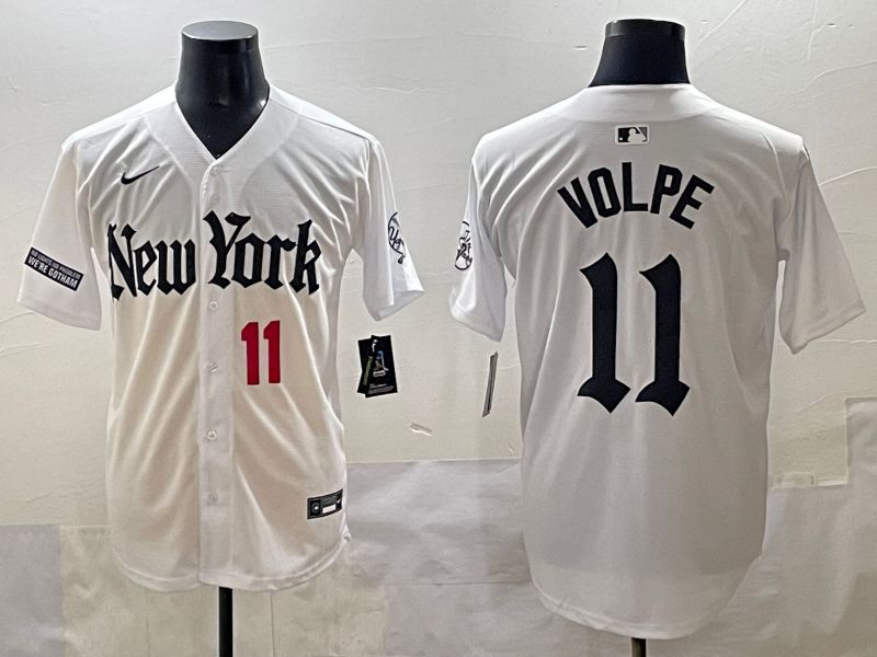 Men 2025 New York Yankees #11 Volpe White Five generations Joint Name Nike MLB Jersey style 33->new york yankees->MLB Jersey